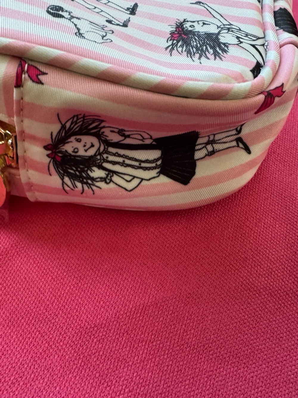 Stoney Clover Lane Pink & White Striped Eloise Cosmetic Pouch - Picture 10 of 12